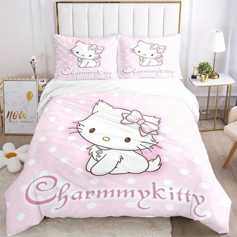 

3 шт. Charmmy Kitty, Постельное белье из дышащего полиэстера с бантом, Мягкое пододеяльник и 2 наволочки, Подходит для всех сезонов, 082615b 135x200cm