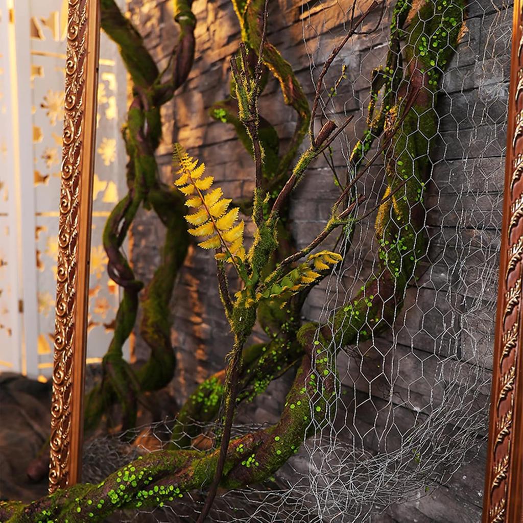 2pcs 40 inch Bendable Artificial Tree Cherry Blossom Branches Vines Twigs Limb Trunk Silk Moss Green Plants for Garden Outdoor Wall Hanging Vase