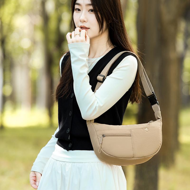 Lightweight Nylon Crescent Crossbody Bag Casual Shoulder Purse