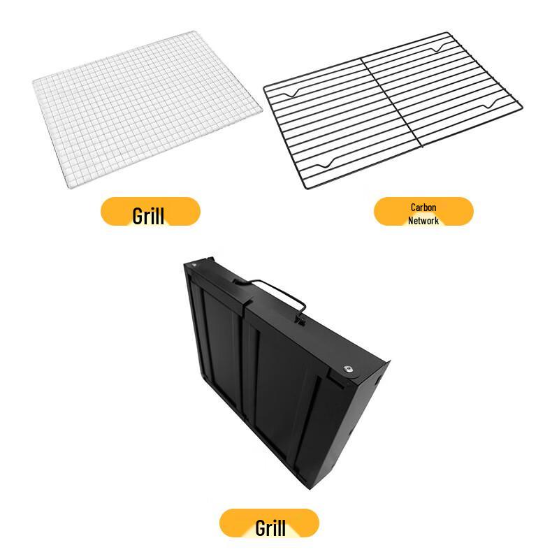 Zhi Shi Large Folding Black Steel Camping BBQ Grill