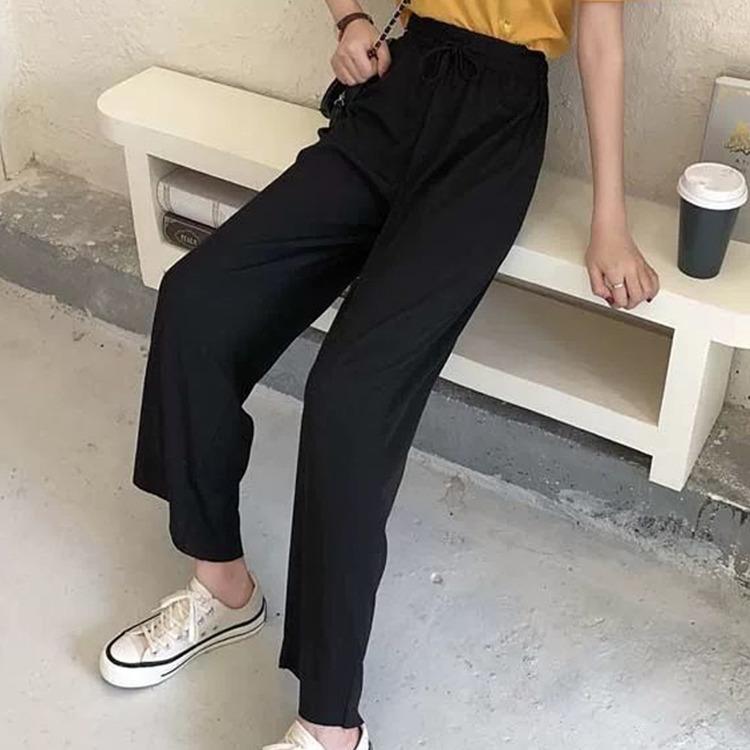 Fit Pure Color Wide Leg Trousers Korean 