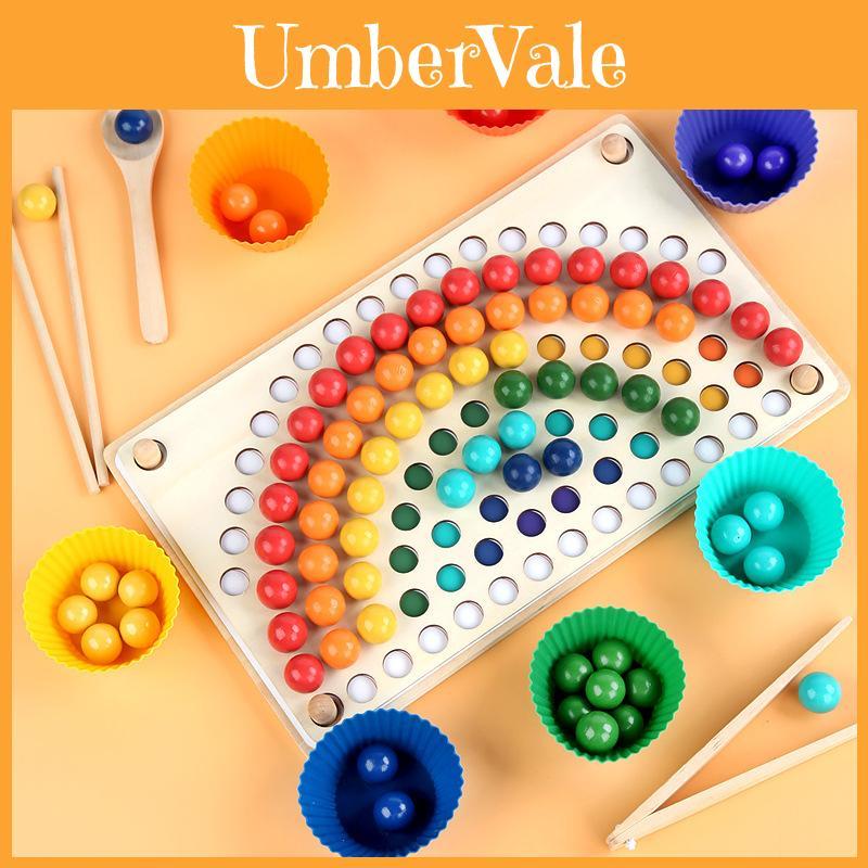 Rainbow Clip Beads Family Interactive Wooden Puzzle Toy For Early Learning