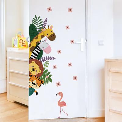 Autocollant Mural Petits Animaux Fleurs Chambre d'Enfant Salon Décoration Murale Auto-adhésif Décoration de Maison