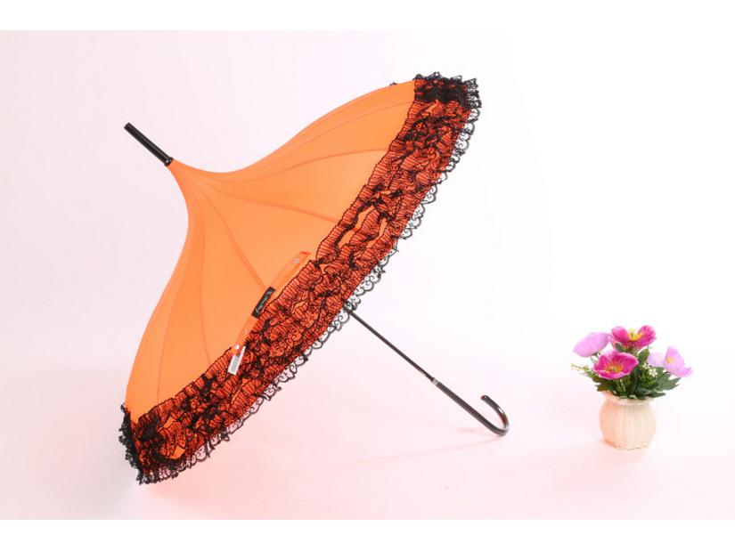 Baota 16-Rib Sun & Rain Bridal Photography Umbrella with Lace Trim and Curved Handle