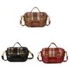 Canvas Casual Crossbody Bag For Kids With Lightweight Design And Trendy Grid Pattern