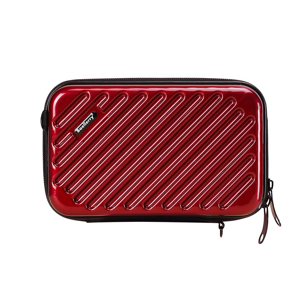 

Женская косметичка Baellerry в стиле дорожного кейса, 7-дюймовая жесткая сумка для хранения, модная сумка на одно плечо, устойчивая к давлению сумка через плечо темно-красного