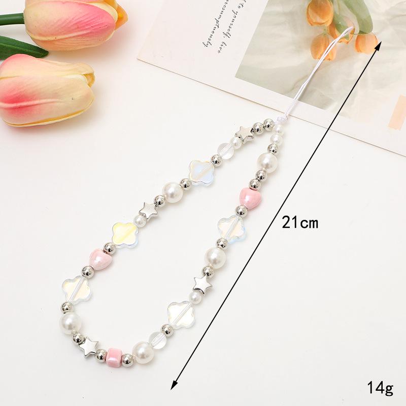 Elegantní perlový mašličkový korálkový řetízek na telefon a všestranná šňůrka pro ženy