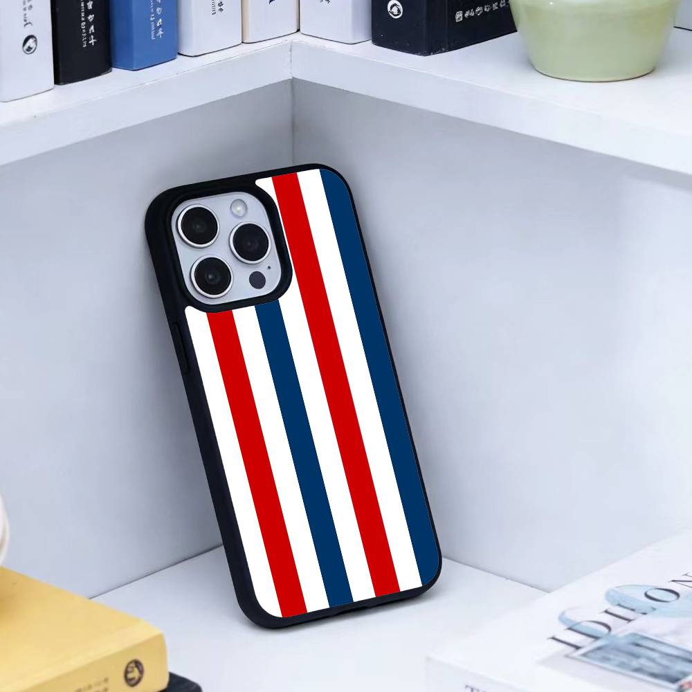Burgundy White Stripe Phone Case For iPhone17,16,15,14,13 Plus,Pro Max Magnetic For Magsafe Wireless Charging