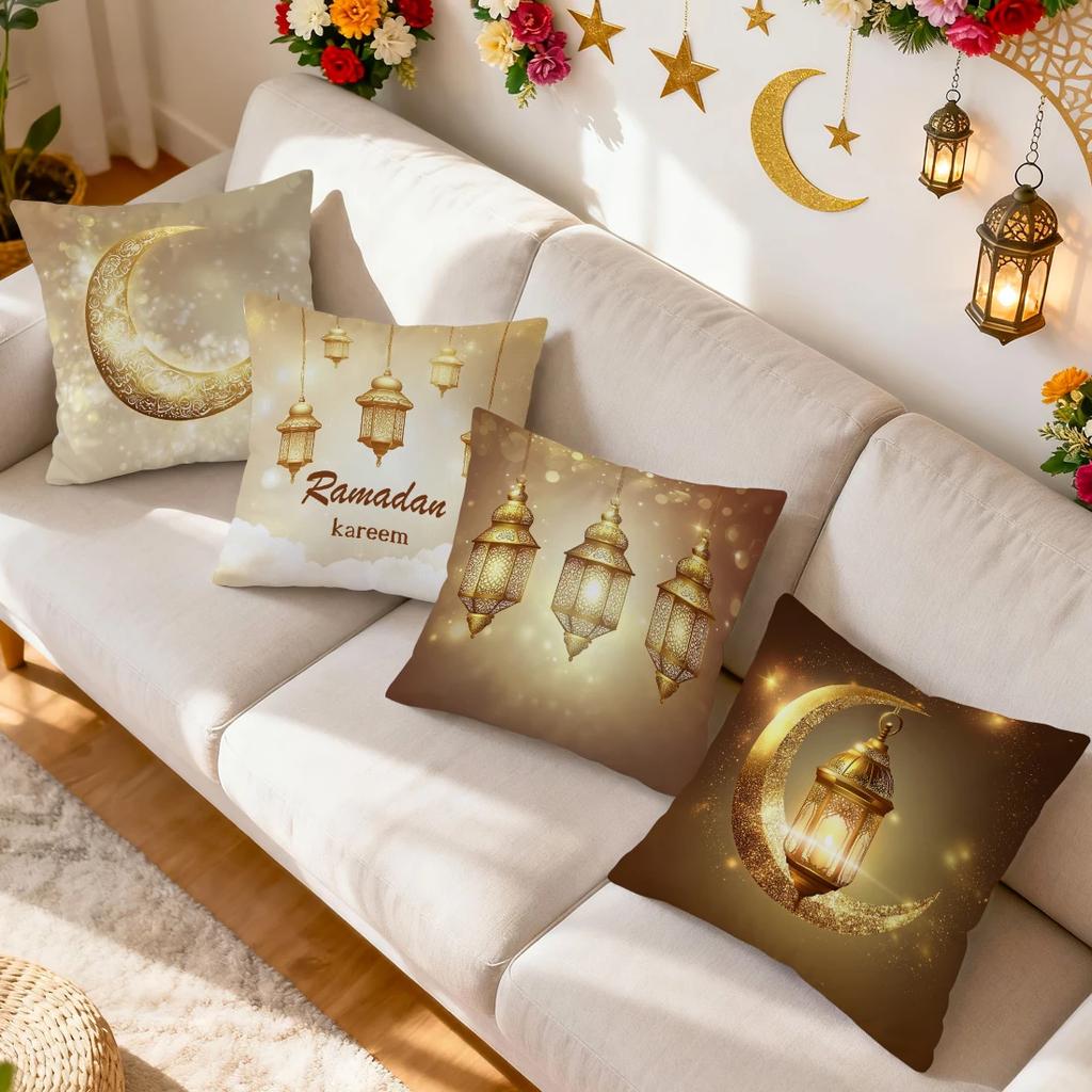 Golden ramadan decoration Cushions Pillowcase Polyester Cushion Cover Throw Pillow Pillowcover Home Car Sofa Decor