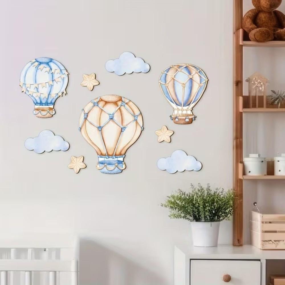 9PCS/SET Watercolor Hot Air Balloon Wall Decor Cartoon Nursery Wall Art Sticker Baby Room