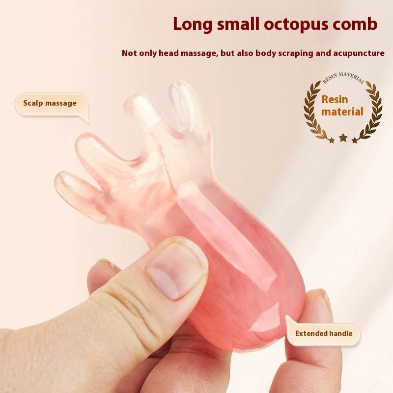Extended Ergonomic Octopus Head Resin Gua Sha Massager Portable Face Body Scalp Pressure Point Tool Spa Quality Home Travel Use