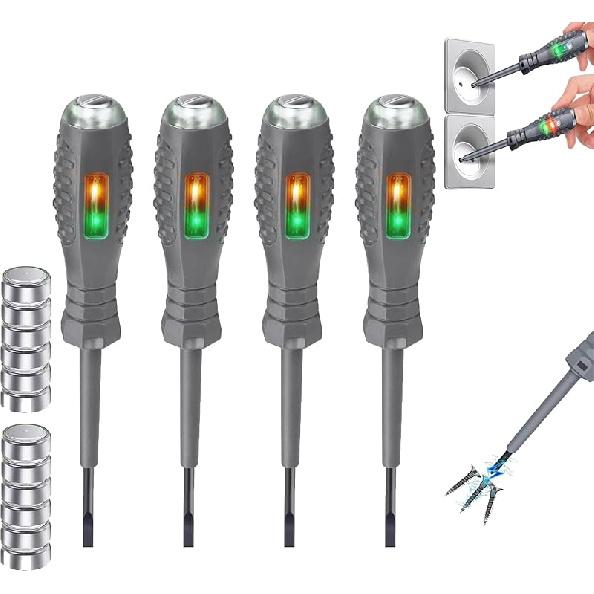 2-in-1 High Torque Strong Magnetic Screwdriver Electricity Detector,High Torque Alloy Dual Light Color Light Measuring Electric Pen,12V-220V Non