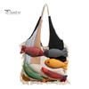 Fish Decoration Knitted Bag 3D Tote, Patchwork Shoulder with Tassels, Colorful Boho Women Purse for Daily Commuting Travel Shopping Practical Sundries