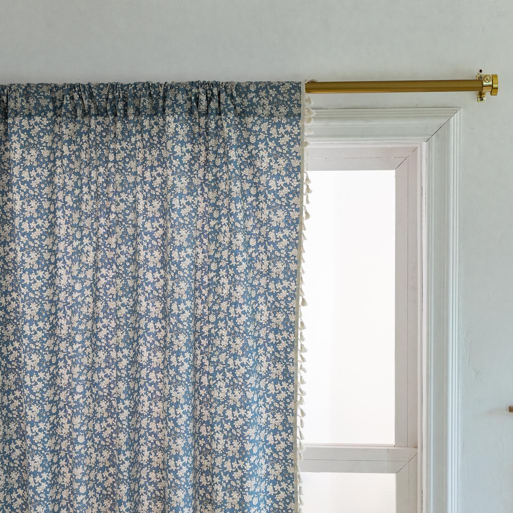 Finished Curtains Cotton And Linen Fabric Printing Floral Fresh Small Window Semi-Blackout Balcony Bay Window Curtain