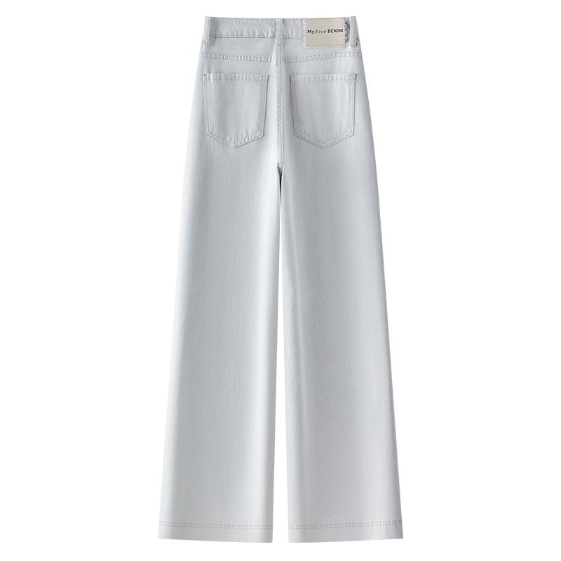 Women's Light Color High-Waist Wide-Leg Jeans: Summer 2025 Relaxed Fit, Slimming, Loose, Straight Long Pants