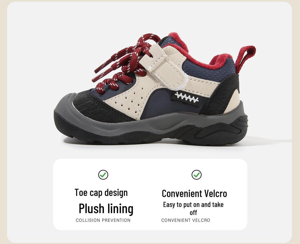 Children's Fleece-Lined Winter Shoes: Non-Slip, Soft Sole, Color-Block Sports and Casual Styles for Boys and Girls