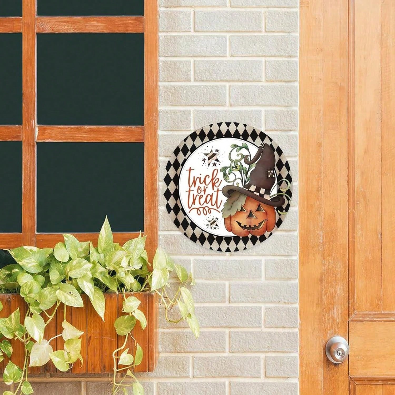 Vintage Halloween Metal Wall Art Sign Circle Wreath Home Decor