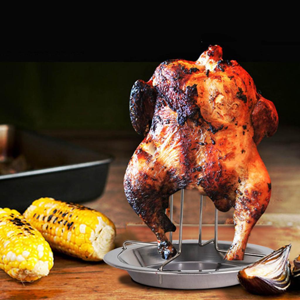 Vertical Stainless Steel Chicken Roaster Rack Non Stick Thickened Chicken Roaster Grill Tools for BBQ Accessories