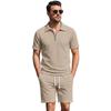 Men's Summer American Style Small Checkered Casual Set, Loose and Breathable Short Sleeve Top and Shorts Two-Piece Outfit