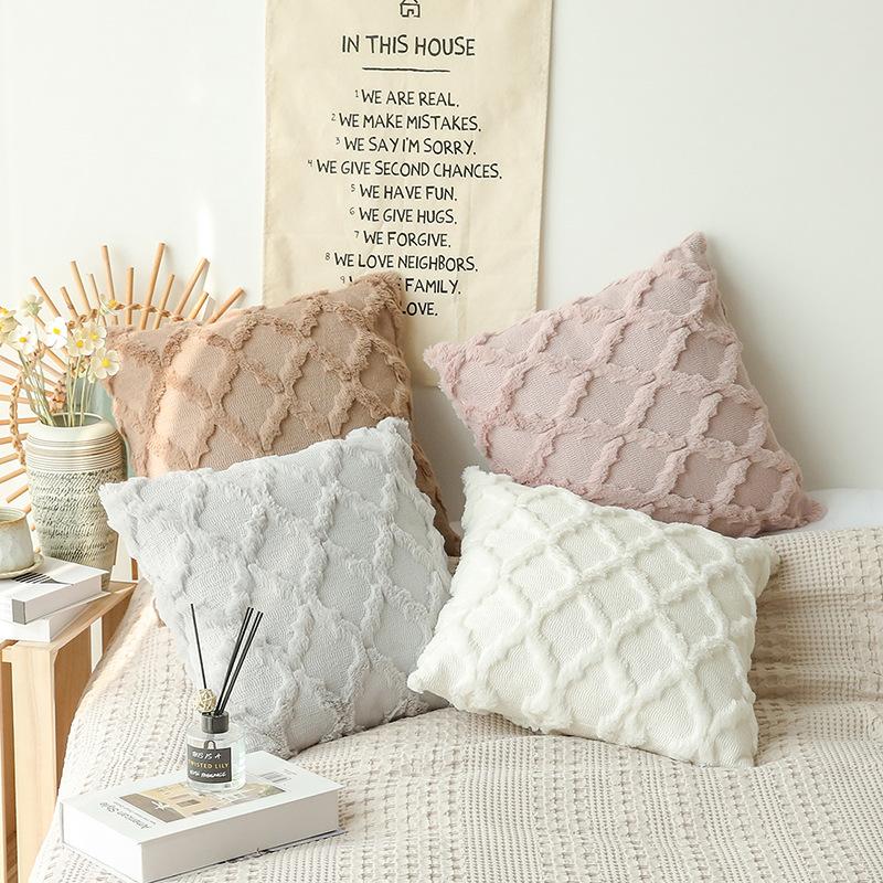Soft Plush Cushion Cover 45x45cm - Nordic Style Pillowcase for Chair, Couch & Living Room, Stylish Home Decor Essential