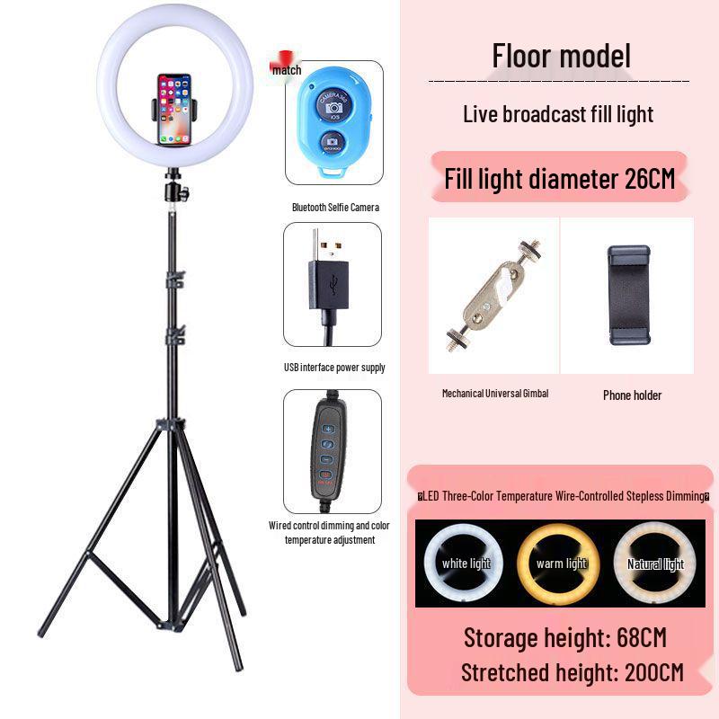Portable Beauty Light & Phone Stand for Live Streaming and Photography
