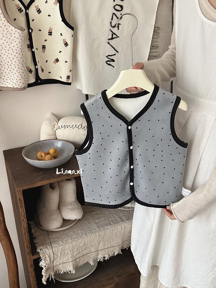 88301 Kids' Fashionable Fleece Vest - 2025 Autumn/Winter Warm Sleeveless Jacket