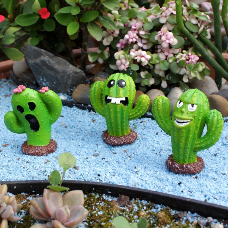 Garden Cactus Monster Set of Three Small Ornaments Flower Bonsai Decoration Succulent Moss Micro Landscape World Scene Angel