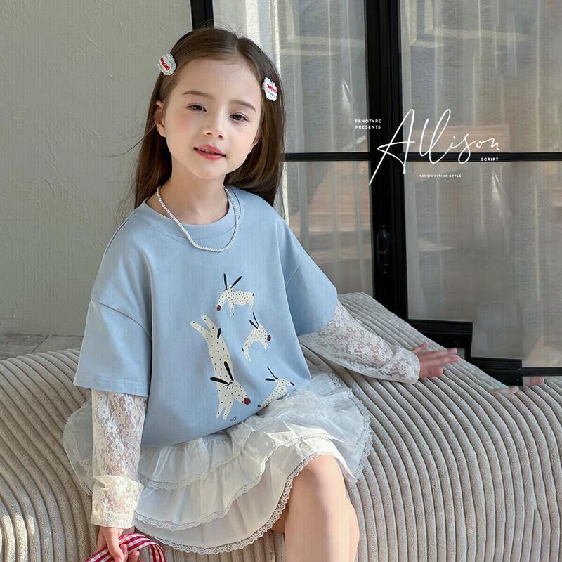 

Tutu Xiaoxiang Girls Long Sleeve Cotton Lace Layered Look T-Shirt 130