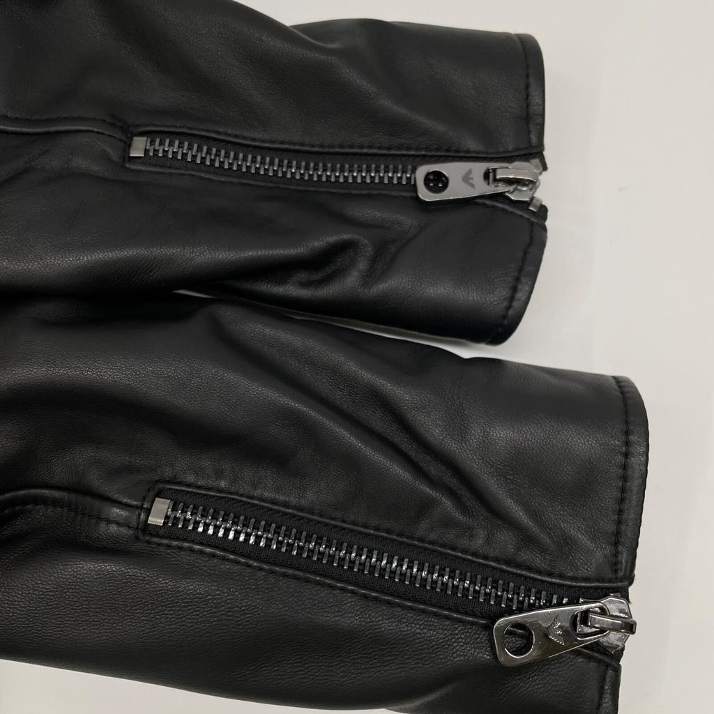 EMPORIO ARMANI BNB04P B2P20 Black Leather Switch Rider's Stand Jacket Jacket 40 blackUsed