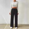2024 Women's Textured Knit Wide-Leg Pants - Elastic High Waist, Tie Waist, Solid Color, Casual Loose Fit