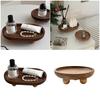 Natural Wood Jewelry Storage Tray Multipurpose Vanity Organizers Wooden Display Pedestal For Cosmetics And Fragrances