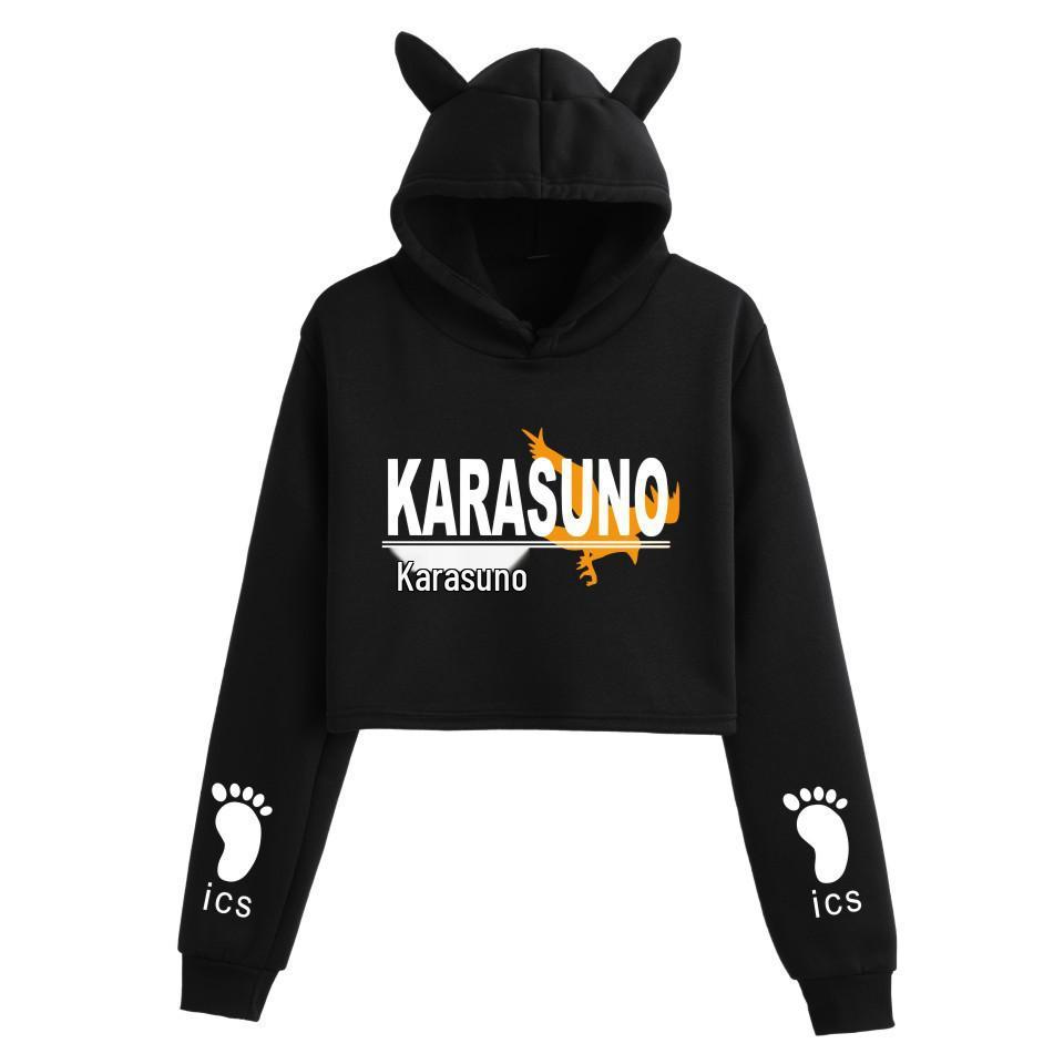 Haikyuu Anime Cat Ears Cropped Hoodie - Women's Autumn/Winter Fashion Sweatshirt