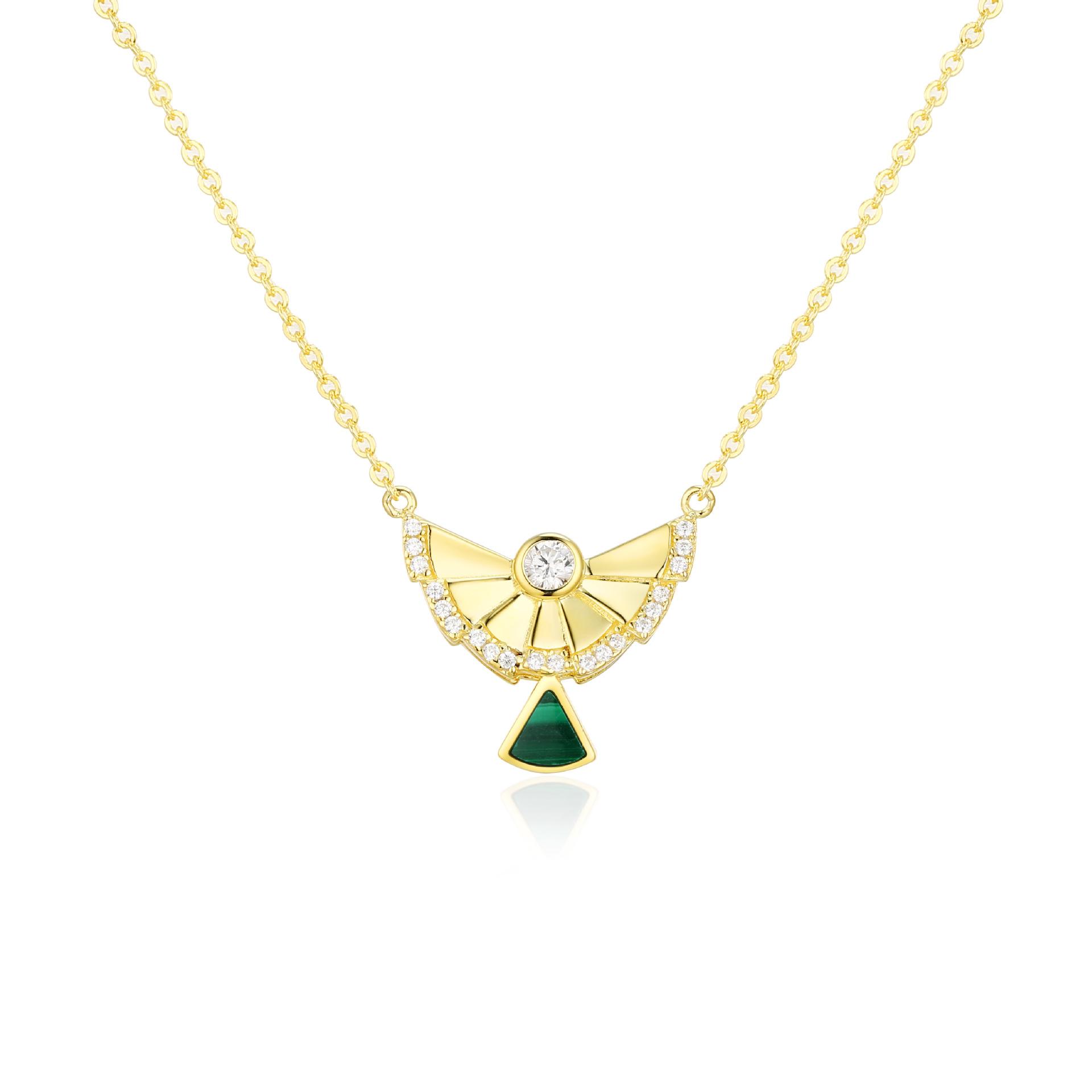 925 Sterling Silver Necklace Women s Collarbone Chain Cold Wind Necklace Summer ins Natural Malachite Pendant 925 silver