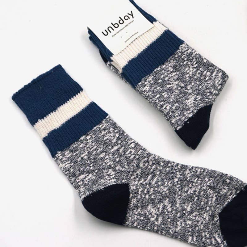 UNBDAY Women's Winter Ringle Knit Socks - Blue