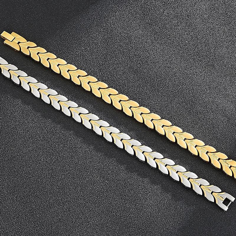4 In 1 Therapeutic Magnetic Man Bracelet Hand Band for Men Gold Color Stainless Steel Men's Bangle Birthday Gift for Father Boys