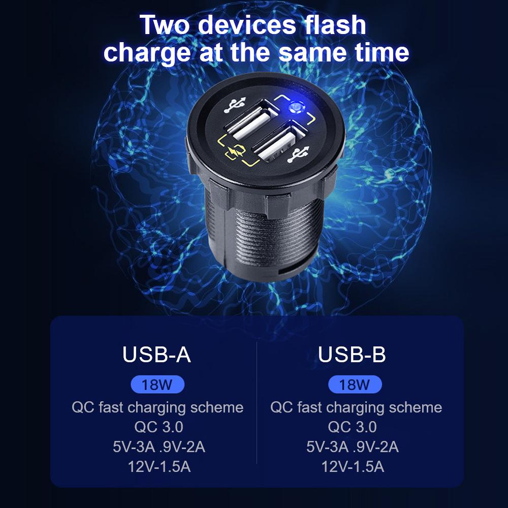 Usb Quick Charger Adapter 3.0 QC Plug For In The Car Socket Converter PC Power Button 12V Type C Car Voltmeter Quick Charger