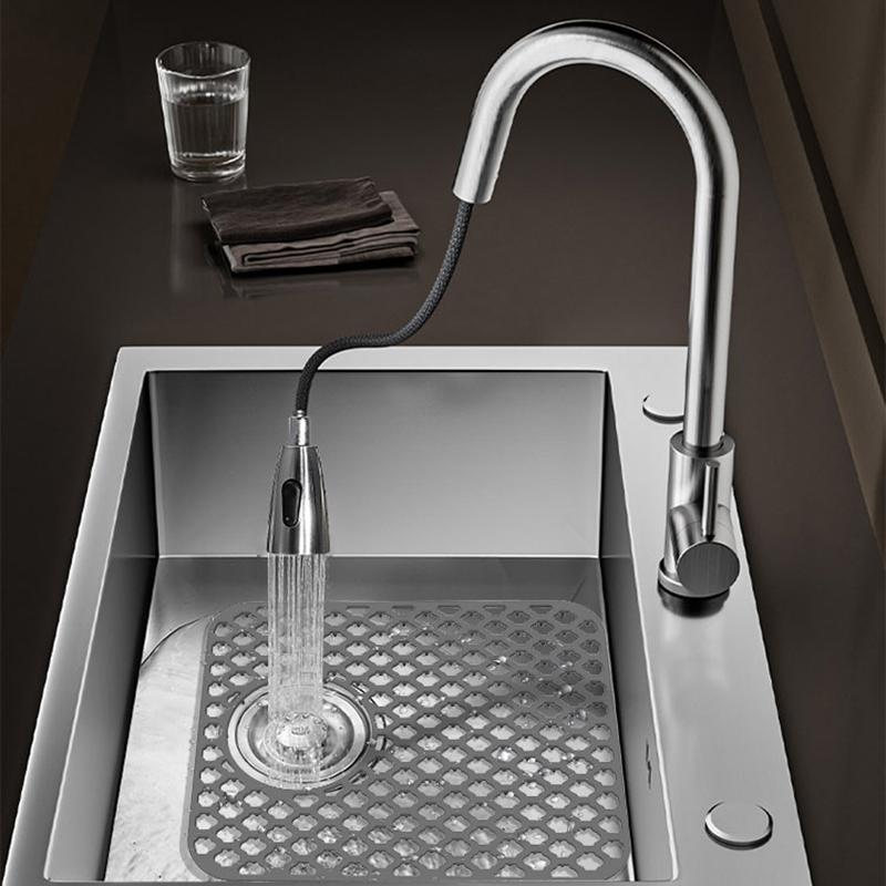 Silikon Spülbeckenmatten für Küchenspüle, Küchenspüle mit mittigem Abflussgitter-Zubehör, rutschfeste hitzebeständige Matte