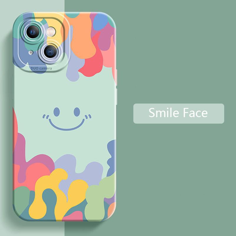 Luxury Ice Cream Smile Face Case For iPhone 17 16 15 14 13 12 11 Pro Max 16 Plus 17 Air 16E Shockproof Candy Soft Silicone Cover
