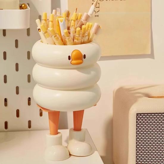 Pen Holder Cartoon Style Ice Cream Duck Shape Pen Organizer Large