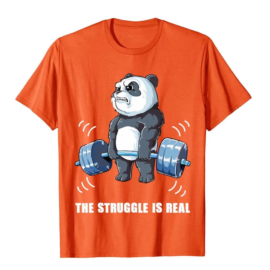 The Struggle Is Real Panda Funny Sweatshirt Beach Cotton Men Tops Tees Preppy Style Wholesale T Shirts Kawaii