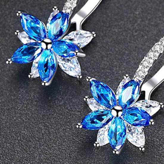 1 Pair Hoop Earrings Cubic Zirconia Clear Faux Stone Geometric Bright Luster Fine Polishing