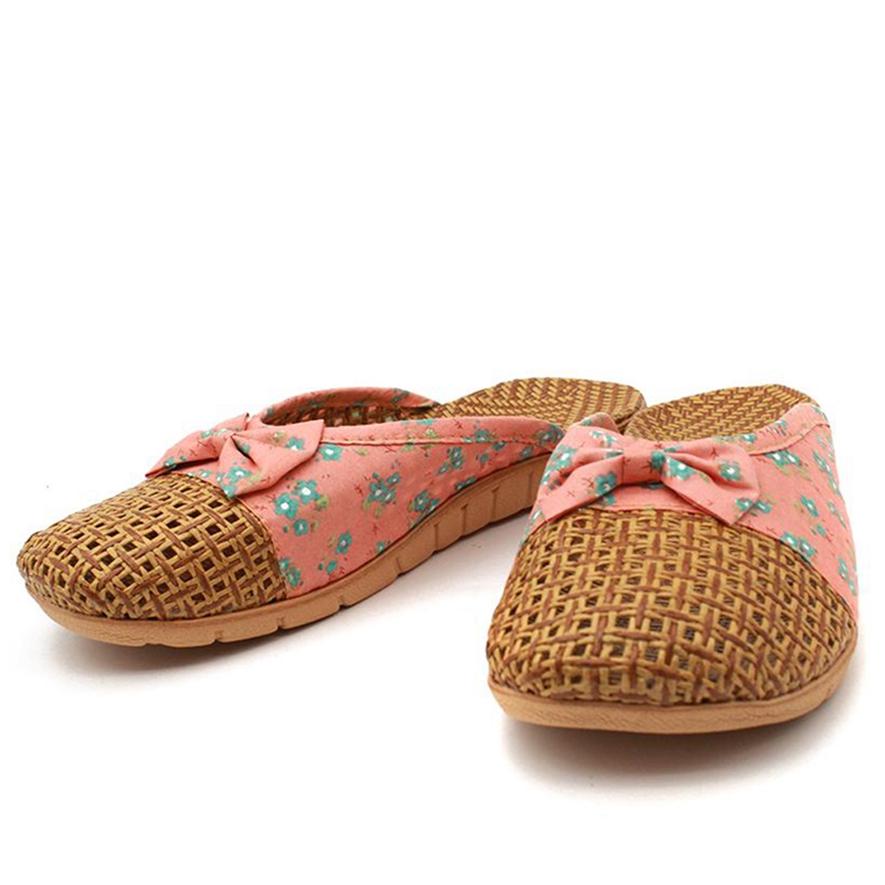 Summer Linen Woven Breathable Couple Slippers Home Indoor Non-slip Platform Slippers