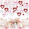 36Pcs Sequins Heart Pendant Valentines Day Hanging Decoration For Wedding Bridal Showers Engagement Party Decoration