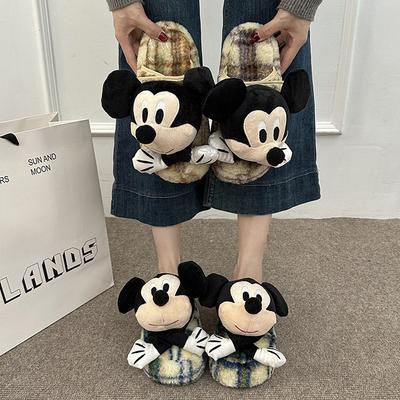 Kreslené trojrozměrné bavlněné pantofle Mickey dámské 2025 nové podzimní a zimní vnitřní domácí teplo svrchní nošení silná podrážka nadýchané pantofle