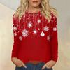 Women's Fashion Casual Christmas Printed Round Neck Long Sleeve Pullover Top