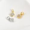14K Gold Plated Cubic Zirconia Four-Leaf Clover Mini Pendant Charm