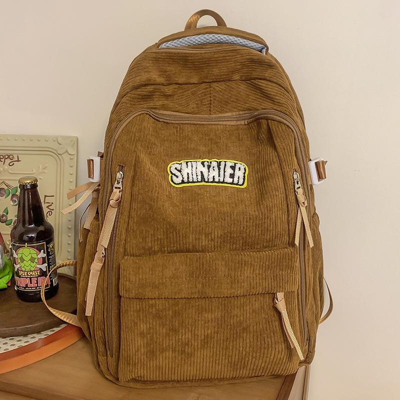 Children Elementary School Girls Junior High School Corduroy Backpack Middle School College Backpack