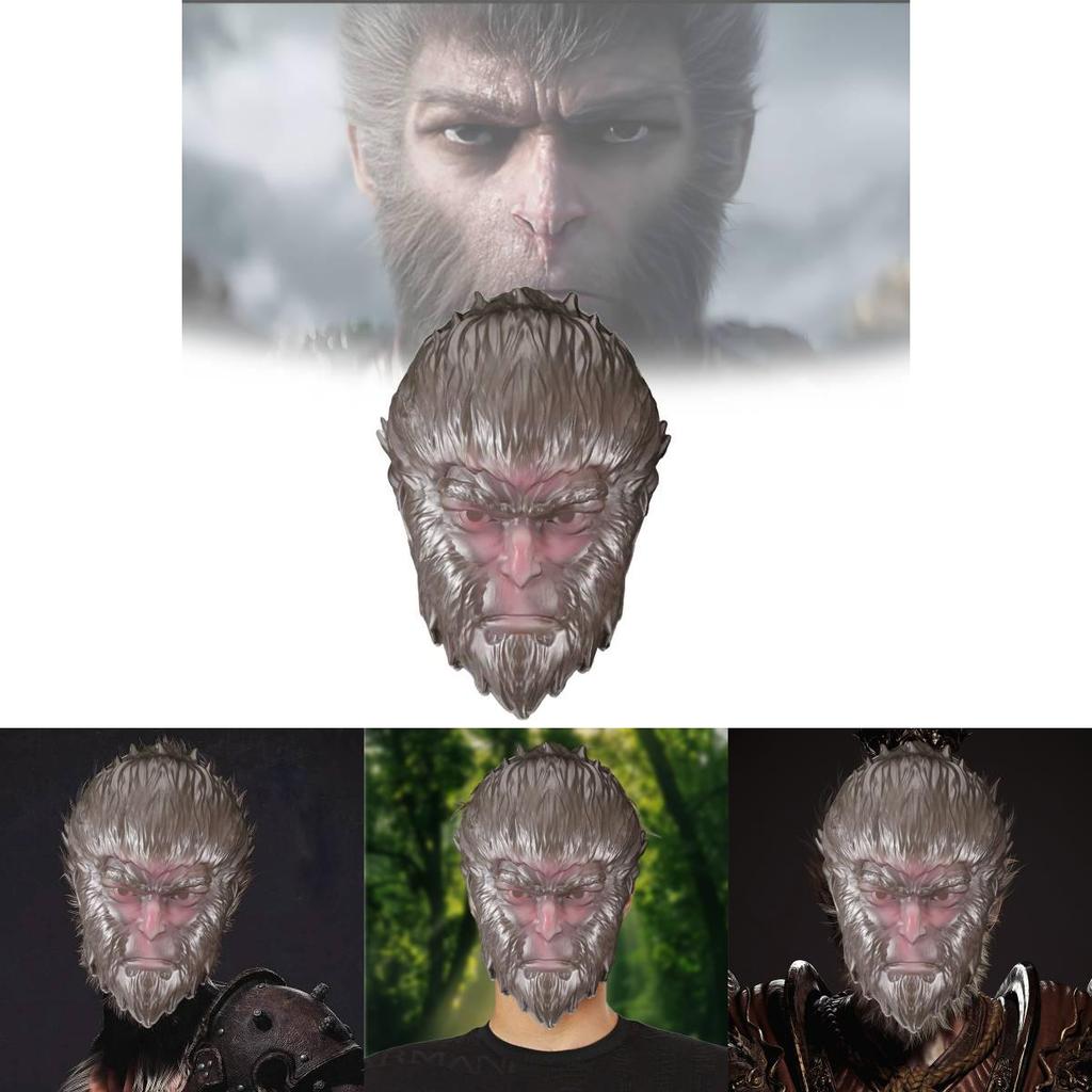 Black Myth Wukong Mask Hilarious Monkey Headpiece For Halloween And Cosplay Fun