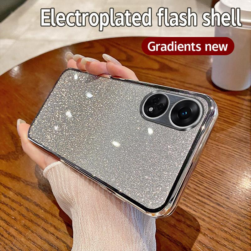 For OPPO Reno 8T 4G Case OPPO RENO 8T 5G Phone Case Shiny Glitter Plating Silicone Camera Lens Soft Back Cover