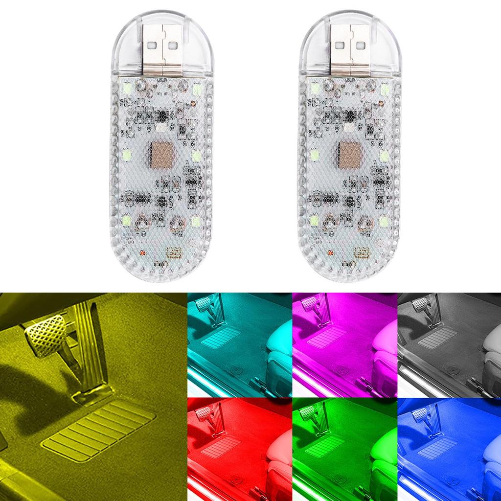 2 Pcs Car Lights Wireless, 7 Colors 3 Flash Modes LED Touch Light Portable